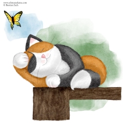 Die Schmatzekatze und der Schmetterling